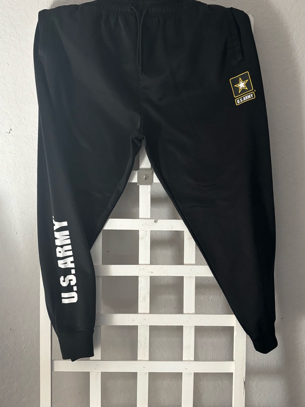 U.S. Army Black Jogger Sweatpants with White Lettering & Yellow Logo